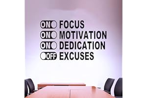 SEATUNE Inspirational Wall Decals, Gym Wall Art, Quotes Classroom Office Barbershop Beauty Salon Coffee Shop Pet Shop Home Vinyl Art Stickers On Focus On Motivation On Dedication Off Excuses 27"X16.2"