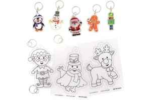 Baker Ross Kits de Porte-clés Personnages de Noël rétrécissants (Paquet de 8) - Loisirs créatifs et Accessoires de Noël pour Enfants Coloris Assortis AW959