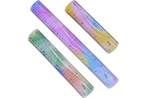 DULSPUE Righello flessibile - 3 righelli flessibili, in plastica morbida, righello trasparente, colorato, infrangibile, righello metrico, dritto, pieghevole, righello piatto colorato