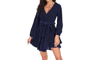 PCEAIIH Abito da Cocktail da Donna, a Maniche Lunghe, Stile Impero, con Scollo a V, in Vita