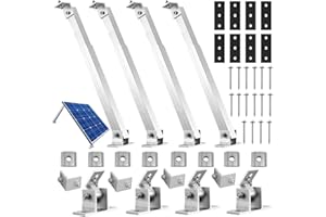 Lotvic Support Inclinable Panneau Solaire, support solaire de 15 à 30 °,réglable individuellement, Panneau solaire en aluminium, Fixation de toit plat, Accroître l'efficacité pour toit, camping-car