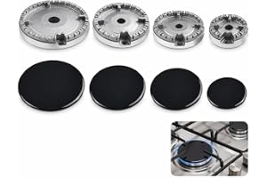 STAYOUNG 8PCS Gas Stove Burner Replacement - Universal Cooker Hat Set, Durable, Not Easy to Deform, for Most Stove Handles Lid Kit (Flat version)