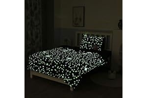 Homewish Kinder-Bettbezug, leuchtet im Dunkeln, blaues Cartoon-Sterne-Universum-Bettwäsche-Set für Teenager, Jungen, Mädchen, Kleinkind-Bettbezug, Kinder, Sternenhimmel-Dekor, Tagesdecken mit Reißvers