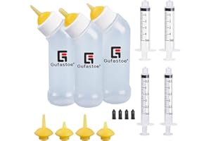 Gufastoe Biberon Gattini Appena Nati Gattino Cucciolo Bottiglie per Kit, Pet Feeder Bottiglia con capezzolo di Alimentazione e siringhe per Tutte Le Razze di Cuccioli Gattini e Altri Animali (Giallo)