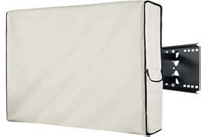 Porch Shield 66-70 Inch Outdoor TV Cover Universal Weatherproof Protection for LCD LED Plasma Flat Screen Compatible with Wall Mounts and Stand Beige