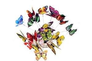 NEW_SOUL 50 Pieces Colorful Garden Butterflies On Sticks Butterfly Stakes Decorations, for Patio Ornaments Plant Outdoor Lawn Yard Decor