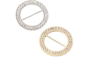 EODKSE Schal Ringe Schnalle für Damen 2 Pcs, Cubic Zirkonia Seide Schal Ring Schnalle T-Shirt Clips Schnalle, Kleidung Ecke geknotet Schnalle, T-Shirt Runde Kleidung Ecke Geknotet Knopf Clip