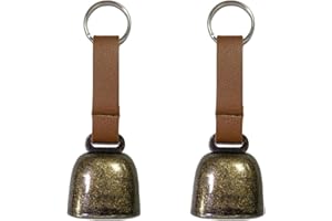 SICHEII Small Cow Bell for Dog Collar with Leather Strap, Bear Warning Bell, Loud Cowbell, Anti-Lost Grazing Copper Training Bells, Pet Tracker Noise Maker for Puppies Cat Horse Sheep Goat