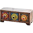 Hand Painted Multicoloured Ceramic 3 Drawer Chest - 20.5cm x 9cm x 8cm - Trinkets, Spices, Teas, Dried Herbs, Jewellery or Haberdashery Storage
