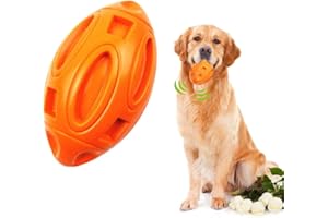 DEARLIVES YF Dog Ball Indestructible Dog Toys, Tough Rubber Dog Rugby Ball Dog Chew Toy with Squeaker for Aggressive Chewers, Large/Medium Breed Dog