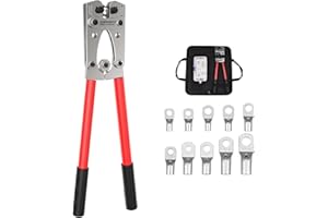 SAERWEAO Presswerkzeug für Rohrkabelschuhe und Verbinder, Crimp Zange 6-50 mm² Sechskantpressung Einstellbare, Kabelschuhzangen mit Drahtklemmen-Kit, Batteriekabelschuh Presszange, Profi KFZ Werkzeug