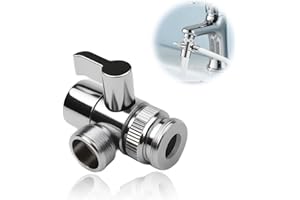 SUUOSL Shower Attachment Diverter Valve for Bath Taps | Faucet Adapter Chrome M20 x M22 | Add Shower to Bath | 20mm / 22mm Diverter for Faucet, Shower Hose Connector & Tap Attachment