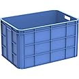 ARTC Heavy-Duty Blue Plastic Storage Crate - Durable, Stackable, Multi-Purpose Storage Bin for Home, Warehouse, or Industrial Use