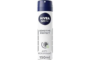NIVEA Men Sensitive Protect Spray (150ml), Reliable 48H Protection Anti-Perspirant for Men, Gentle Deodorant Spray for Sensitive Skin