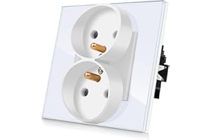 CNBINGO Podwójne gniazdo francuskie podtynkowe w skrzynce ściennej - mocowanie śrubowe i pazurowe - standardowe gniazdo szklane - białe - 86 mm