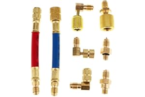 Aoowei Auto AC Air Conditioning Refrigeration R134A R12 Connector Adapter Hose Kit 8Pcs