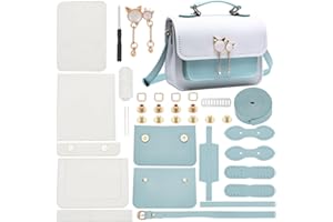 WADORN DIY Leather Shoulder Bag Making Kit, Handmade PU Leather Sewing Craft Knitting Crochet Bag Making All Materials Crossbody Bag Making Tool Set for DIY Handicraft Gift, 15x19x6cm, Blue