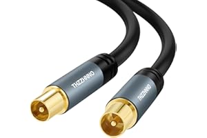 Thzzhnno TV Aerial RG6 Coaxial Cable 2M, Gold Plated Male to Male Coax Cable for HDTV, CATV, DVB-T2/C/S, Cable Modem, Radio, Satellite Receivers