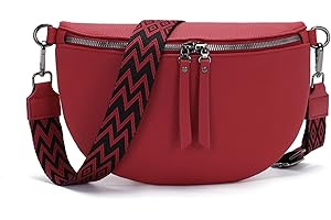 Vezluax 30x20cm marsupio donna Grande Borsa Tracolla borse a spalla in Pelle Vegana Elegante Regolabile con Cinghia Larga Perfetto per uso Rosso ciliegia