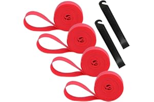 QitinDasen 4Pcs Premium PVC Bande de Jante de Pneu de Vélo, 24" Tapis de Protection de Tube Intérieur de Vélo Anti-Crevaison, Doublure de Pneu de Vélo, avec 2Pcs Levier à Pneu de Vélo (Rouge)