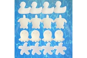 Oubesty Oil Absorbing Sponge, 16pcs Scum Sponge Cute Shapes Clean Accessories Remover Floating Sponges for Hot Tub and Spa Swimming Pool Absorbs Oil Slime Grime and Scum Cleaning (4 Shapes)