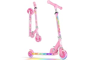 ‎BELEEV BELEEV V2 Roller Kinder Scooter 6 Jahre, Upgrade mit LED Leuchtenden Rädern, Lenksäule und Deck, Höhenverstellbar, Hinterradbremse, Faltbare Scooter Kinder 4 Jahre Mädchen Jungen, für 3-12 Jahren