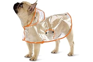Ducomi Dogalize Imperméable pour Chien avec Capuche en Nylon Transparent - Manteau Anti-Pluie Poncho pour Chiens de Petite et Moyenne (Orange, S)