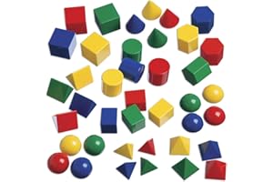 LEARNING ADVANTAGE edxeducation Lot de 40 Mini Corps géométriques - Moules 3D pour mathématiques et géométrie - Manipulatives mathématiques Multicolores pour Enfants - 10 Formes différentes