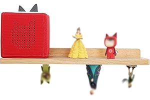 PHOENANCEE Magnetic Oak Toniebox Shelf, Wall Floating Shelves for 30 Figures Storage Display, Children's Shelf, Children's Room, Living Room, 1 Tiers(Nature Wood)