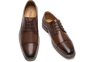 POERKAN Men's Comfortable & Stylish Lace - Up Derby Shoes, Black & Brown for Every Occasion