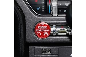 KUNGKIC Couvercle d'interrupteur en fibre de carbone pour voiture - Compatible avec les accessoires Ford Mustang - Intérieur 2015 2016 2017 2018 2019 (rouge)