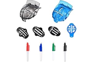 YSBCNK 10Pcs Golf Ball Markers, Golf Ball Markers for Putting Green, Ball Marker with Marker Pen, Triple Track Putter Stencil Accessories Spring Clamp Ball Marking Tools