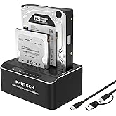 RSHTECH Hard Drive Docking Station Dual Bay, Aluminum External 2.5 & 3.5 inch SATA HDD/SSD Enclosure , USB 3.0 Type-C/A to SA