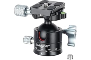 Koolehaoda Niskoprofilowa głowica kulowa, średnica kulki Φ36 mm Całkowicie metalowa głowica statywu ze śrubą 1/4 "Arca Swiss Quick Release Płytki do lustrzanek cyfrowych Statywy Monopody, maksymalne obciążenie 26 lbs / 12 kg - (E2)