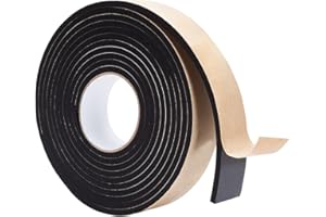 BENECREAT Cinta Aislante de Espuma de 5m 41x6mm Cinta de Espuma EVA Autoadhesiva Fuerte Negra Burlete con Alta Densidad Cerrada para Puertas, Prueba de Sonido