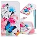 Produktbild lazybear 2 in 1 Handy Schutzhülle für Motorola Moto G 4. Moto G4 Plus (Flying Butterfly) Süßes PU-Leder Geldbörse Bookstyle Slim Cover mit Soft Shell Ständer Funktion mit Magnetverschluss und Card Slot Halter Schutz Haut Handy Flip Case X 1 & Stylus Pen X 1 Flying butterfly