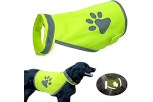 FADERR Gilet de sécurité réfléchissant jaune pour chien - 5 tailles - Gilet de sécurité jaune fluo haute visibilité pour garder votre chien visible et à l'abri des accidents de chasse (taille L)