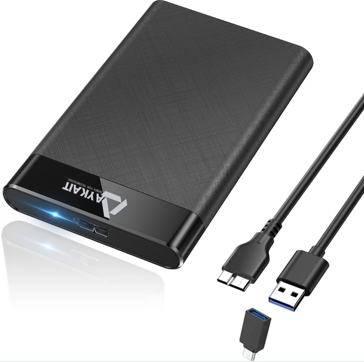 AYKAIT 500GB Portable External Hard Drive, USB 3.0 & Type-C 2-in-1 High-Speed HDD, Compatible with PC, Laptop, Mac, Windows, Plug & Play, 2 Years Warranty - Ultra Slim & Lightweigh