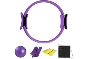 ALettous 5-teiliges Pilates-Ring-Set, 14" Yoga Fitness Magic Circle Pilates-Ausrüstungs-Kit für Heimtraining, inklusive Ball, Dehnungsgurt, Verlängerungsgurt und Trainingsring für Fitness