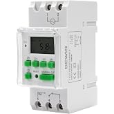 DEWIN Timer 220V AC Time Switch LCD Timer Portable Digital Electronic Weekly Daily Programmer Type DIN Rail,16 On-Off Program