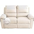 GYHH Sofa Armrest Cover, Headrest Cover for Recliner Chair Arm Cover,Armchair Slipcover Nonslip Quilted Furniture Protector for Pets Leather Sofa Couch (Ivory,2 Seat Recliner | 4 pc)