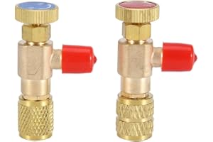 KIKYO Liquid Safety Valve, 2Pcs 1/4 "Refrigerant Valve Copper + Aluminum Charging Valve Refrigeration Accessories Filling Valve