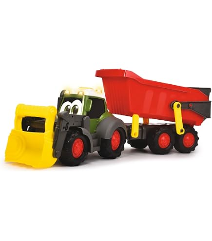 Dickie Toys ABC - Tracteur Jouet 65cm Fendt avec remorque, lumière et Son, adapté aux Enfants à partir de 1 an (204119000