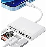 Adattatore iPhone HDMI, 5 in 1 Lettore di Schede SD iPhone con Schermo di Sincronizzazione HDMI SD/TF e Porta di Alimentazion