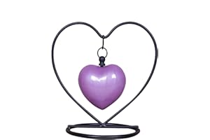 UrnsWithLove Cremation keepsake urn for ashes Heart in my heart Exclusive Protected Design With Box & Stand (Purple)