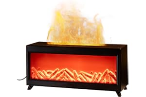 Ankrs Diffusore di Oli Essenziali Fiamma, Aromaterapia Diffusore Profumo Ambiente Modello Caminetto con Telecomando, 2 Tipi di Luci LED con 4 Timer, Ideale per Casa Ufficio Sport (Nero)