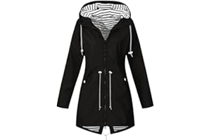 AIGOUT Giacca antipioggia da donna tinta unita color caramella all'aperto taglie forti con cappuccio antivento cappotto allentato impermeabile con polsino raglan con cappuccio cappotto invernale caldo