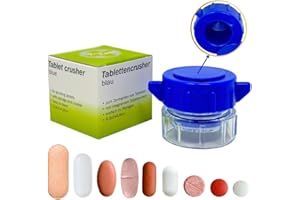 LisaCare - Trita compresse con piccolo portapillole nel coperchio, per sminuzzare le compresse quotidianamente