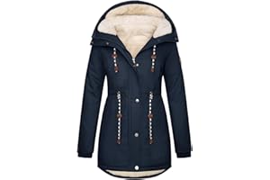 TOMEEK Manteau Femme Hiver Chaud Veste Parka Chauffante Blouson Polaire Longue Manteau à Capuche Chic et Elegant Outercoat avec Poches Doublure en Peluche Zippé Jacket