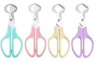 FAYEMINT 4 Pièces Ciseaux à Oeufs de Caille, Ciseaux à Oeufs de Caille en Acier Inoxydable，Diviseur d'Œufs Ouvre-Œufs pour la Maison, la Cuisine, le Restaurant (Beige, Rose, Violet, Bleu)